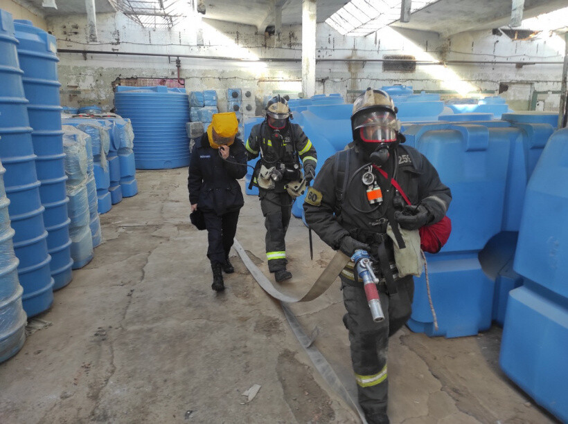 Пожарные ГКУ МО «Мособлпожспас» приняли участие в тушении условного пожара на Новоткацкой фабрике
